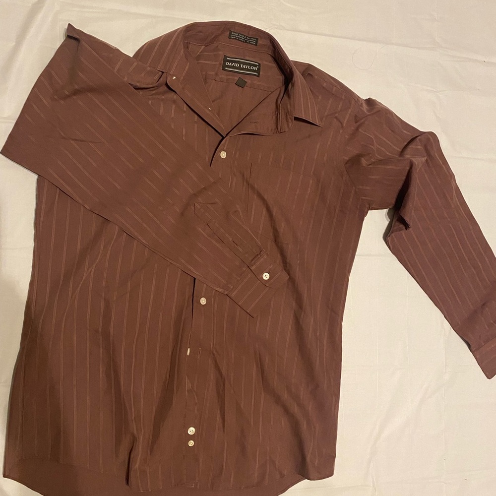David Taylor Brown Casual Button Down Shirt
